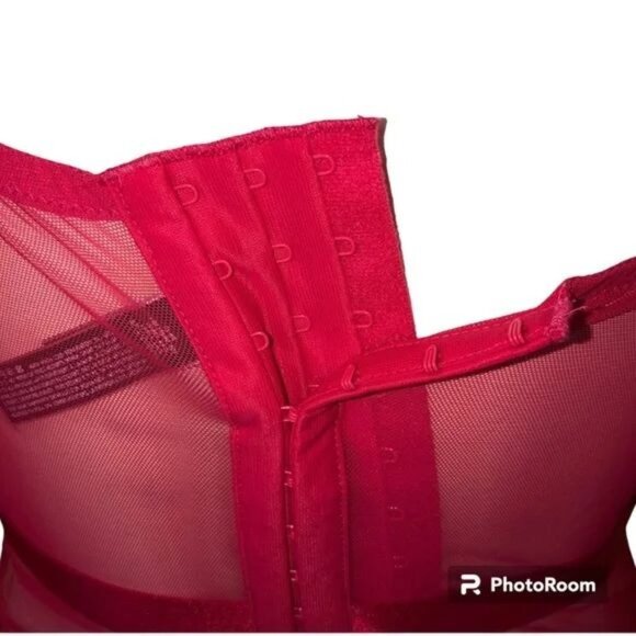 Victorias Secret Red Lace & Mesh Bustier Set 36D XL - Picture 10 of 10